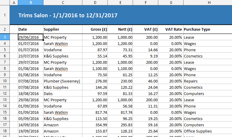 Export Spreadsheets